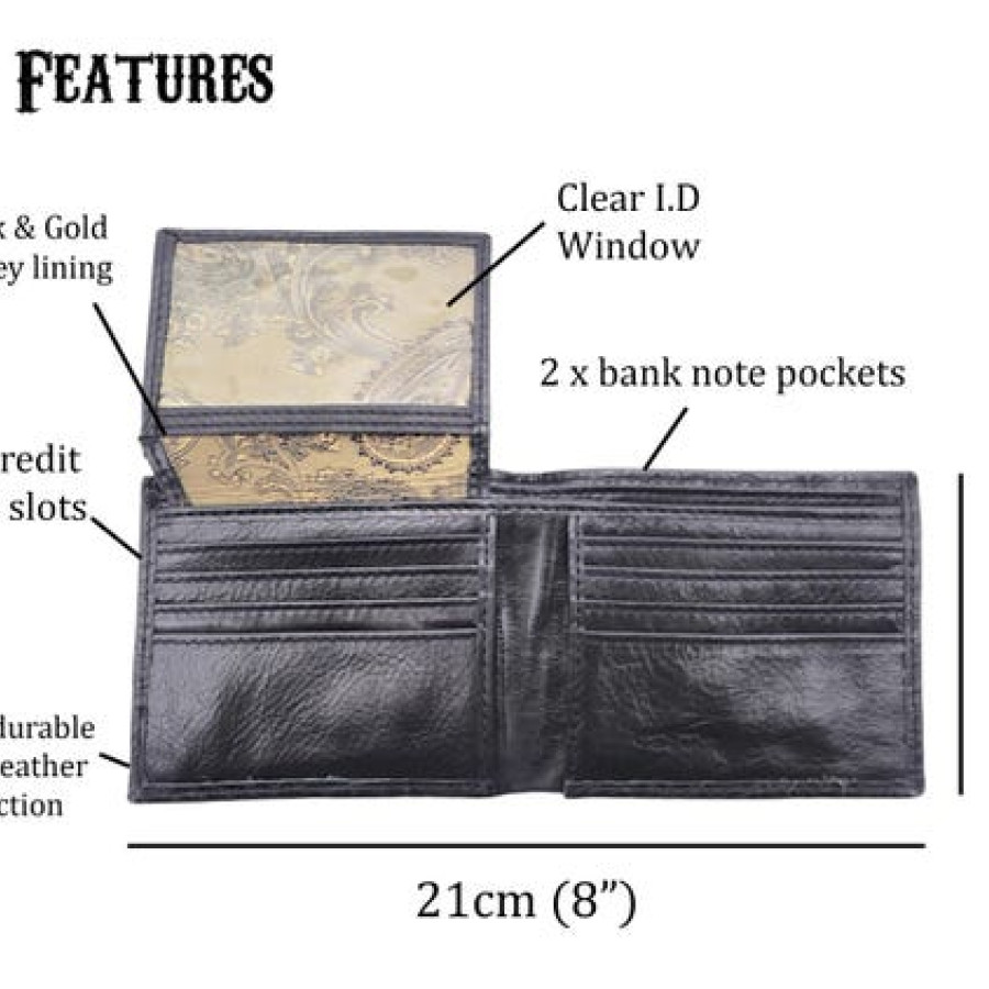 Tooled black Leather Wallet | Bi-fold design | Available in many designs 8