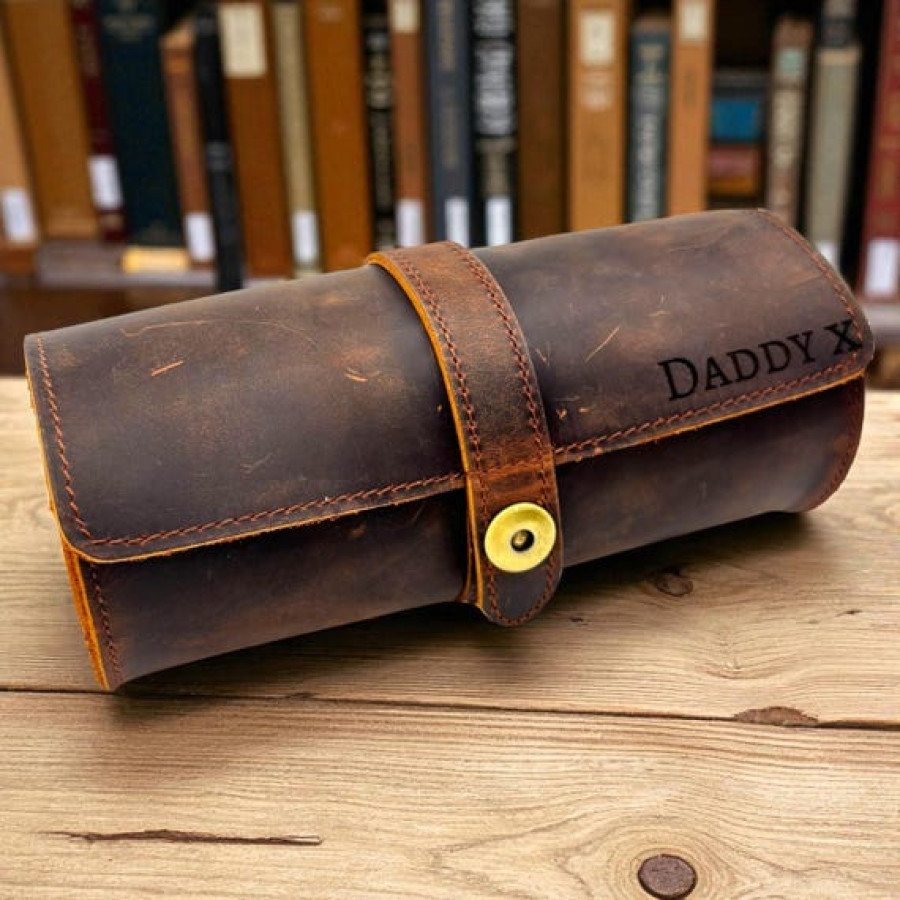 Custom Leather Watch Case | Personalized Wristwatch Roll | Travel Organizer | Leather Watch Storage | 0