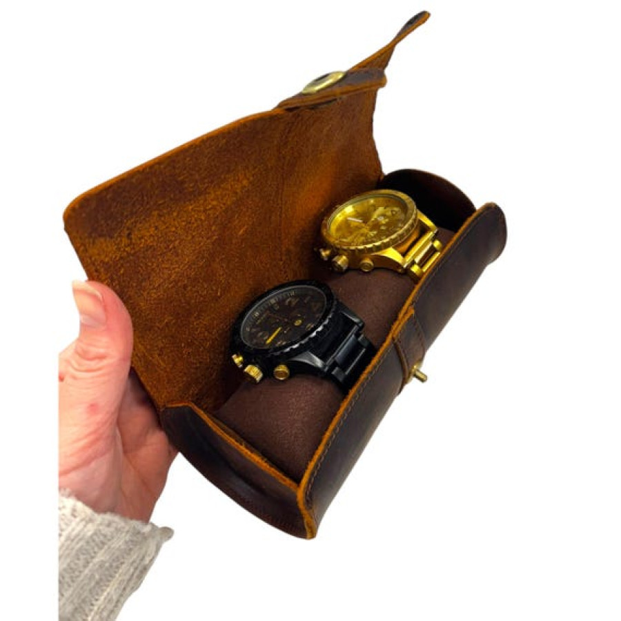 Custom Leather Watch Case | Personalized Wristwatch Roll | Travel Organizer | Leather Watch Storage | 7