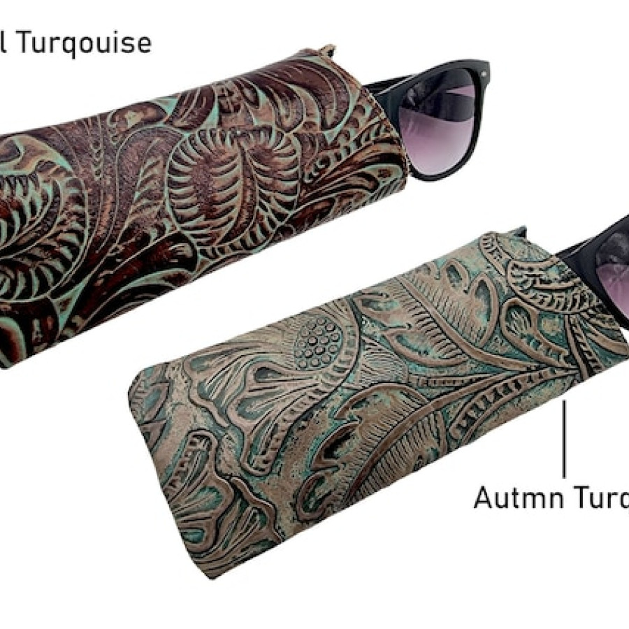 Unique & stunning Genuine Leather embossed Glasses Case / leather Sunglasses Case