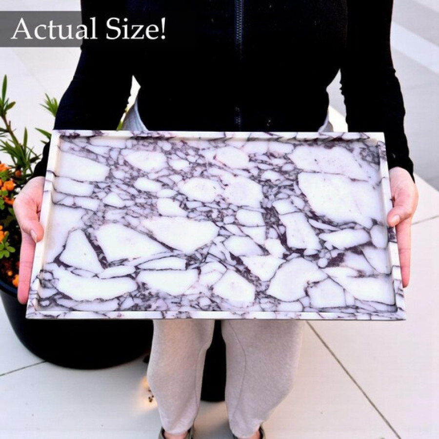 Jumbo Sized Calacatta Viola Marble Decorative Rectangular Tray | Natural Marble 1