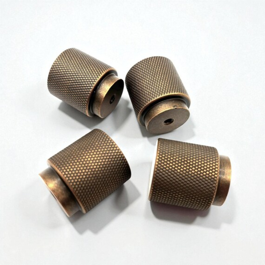 Antique Brass Drawer Knob | Knurled Design | Kitchen Cabinet Pull | Vintage Drawer Handle | Furniture Hardware | 0