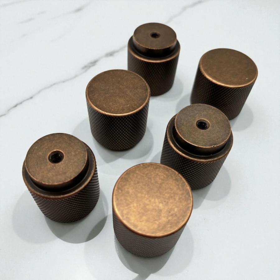 Antique Brass Drawer Knob | Knurled Design | Kitchen Cabinet Pull | Vintage Drawer Handle | Furniture Hardware | 1