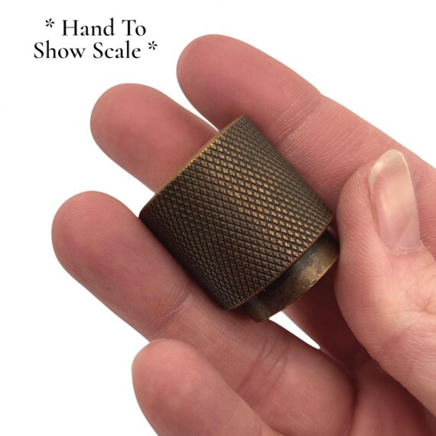 Antique Brass Drawer Knob | Knurled Design | Kitchen Cabinet Pull | Vintage Drawer Handle | Furniture Hardware | 4