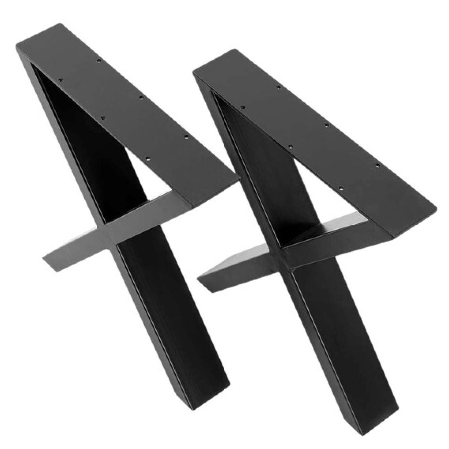 Pair of X Frame Steel Bench legs | With matte black powder-coated finish 1