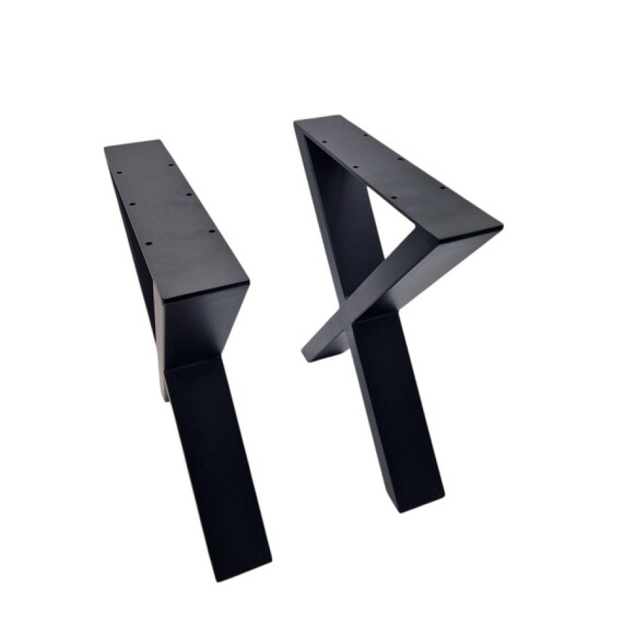 Pair of X Frame Steel Bench legs | With matte black powder-coated finish 6