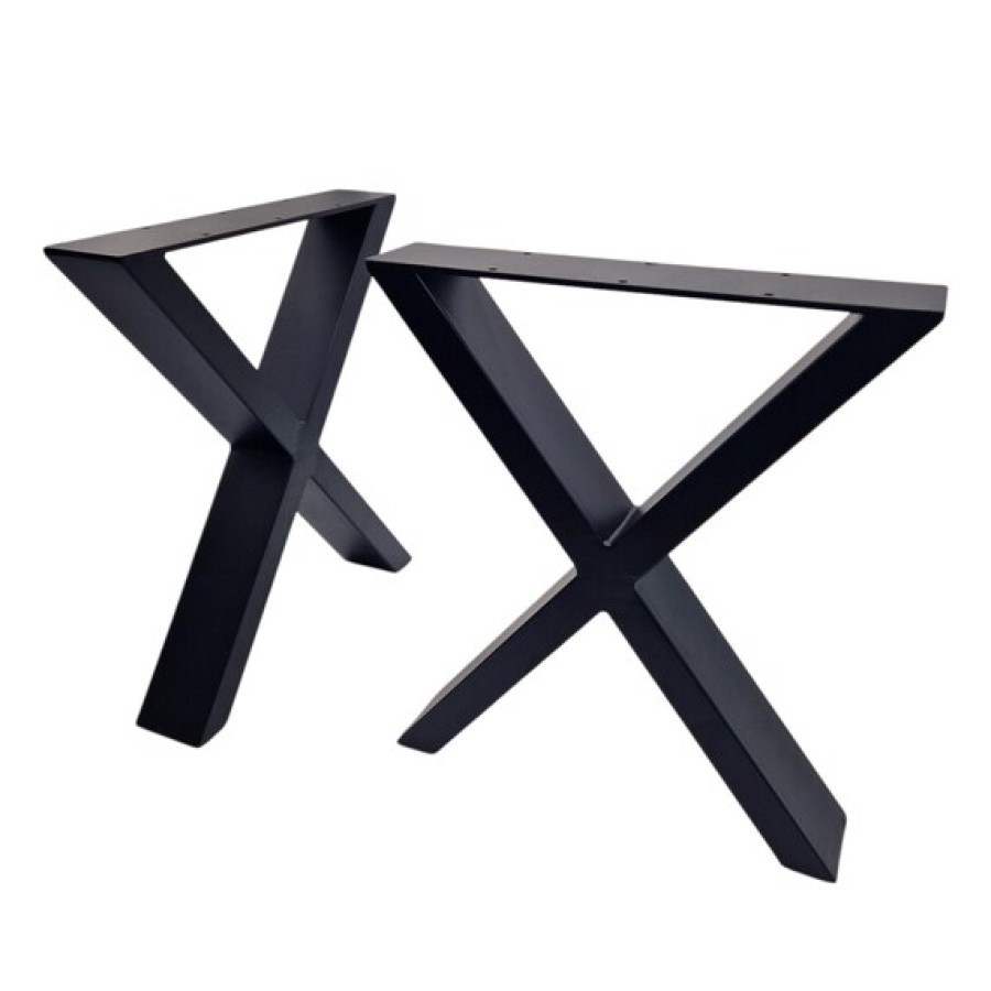 Pair of X Frame Steel Bench legs | With matte black powder-coated finish 9