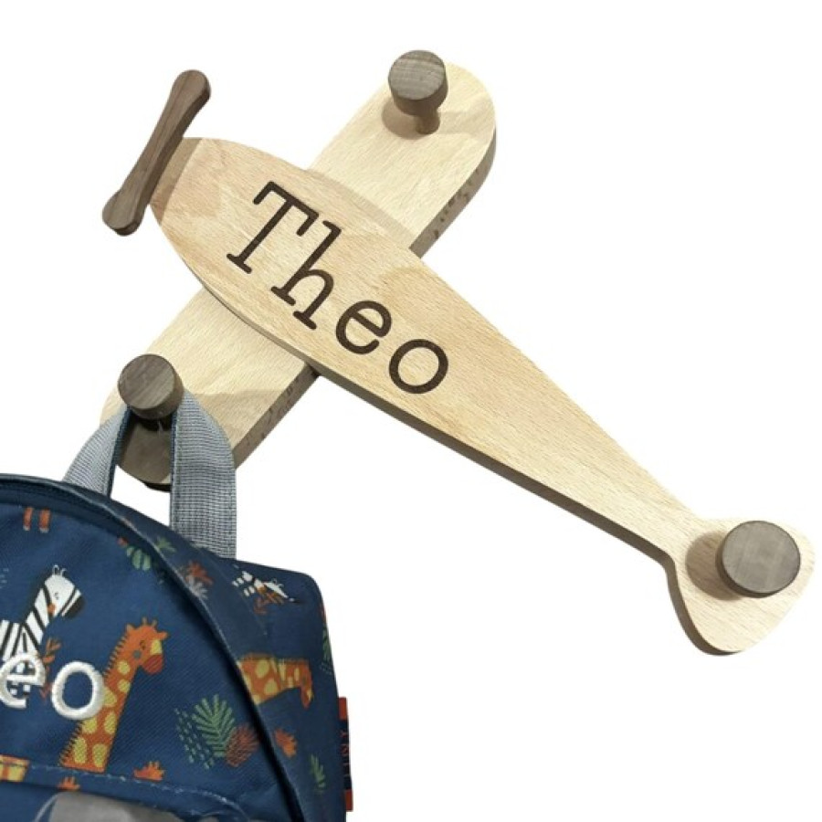Personalised Kids Coat Hook | Custom Engraved Airplane Wall Hanger | Nursery Decor 7