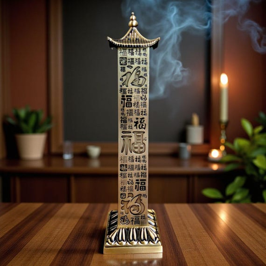 Japanese Pagoda Style Incense Holder | Made from Steel with brushed brass finish 0