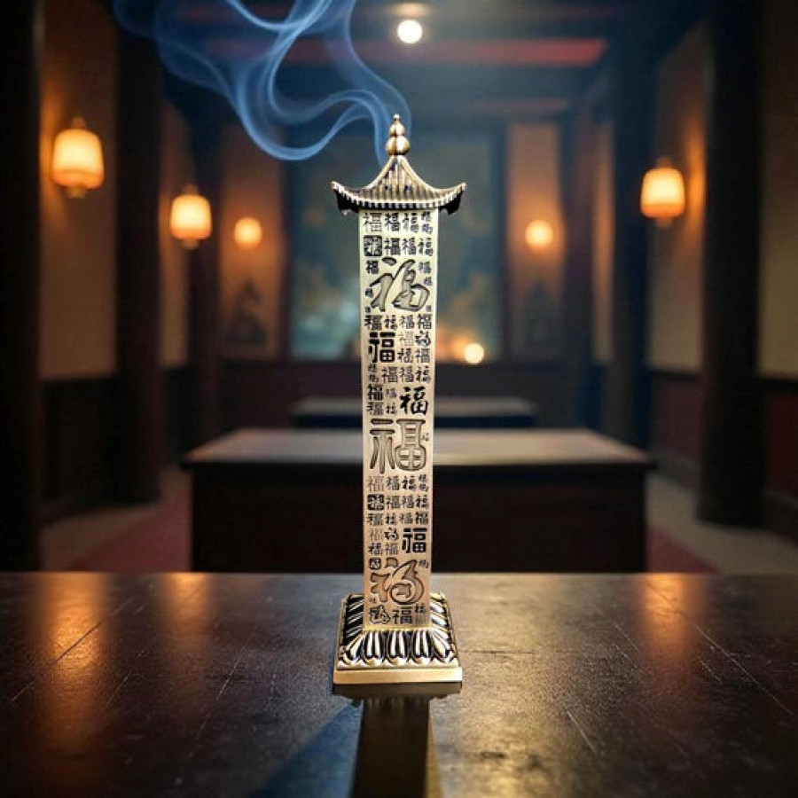 Japanese Pagoda Style Incense Holder | Made from Steel with brushed brass finish 1