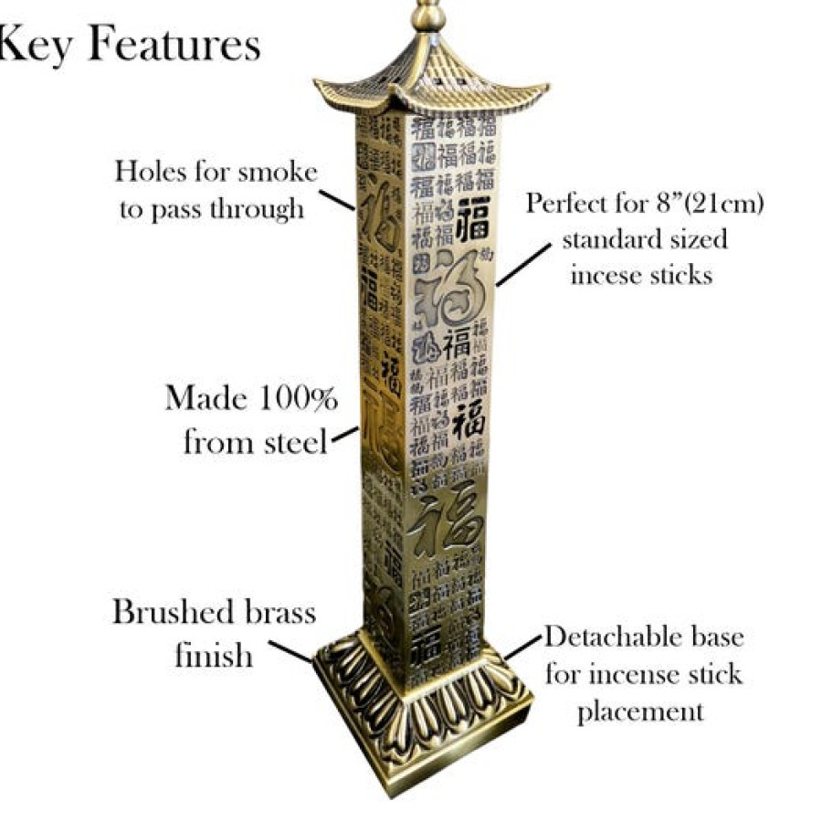 Japanese Pagoda Style Incense Holder | Made from Steel with brushed brass finish 6