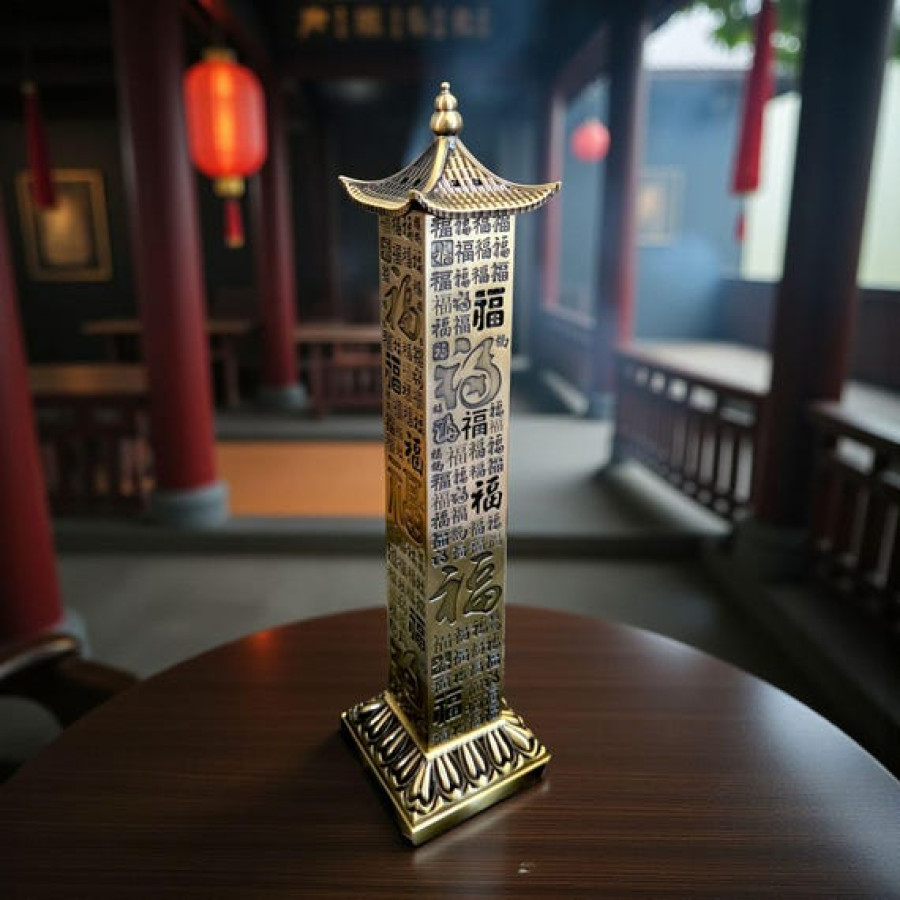 Japanese Pagoda Style Incense Holder | Made from Steel with brushed brass finish 8