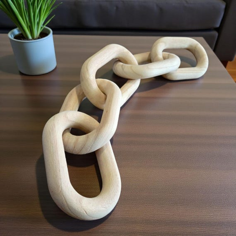 Rustic Wooden Link Chain Decor | Coffee Table Accent Piece | Farmhouse Wood Chain | Living Room Art | 1