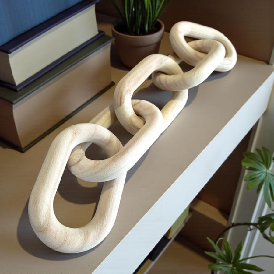 Rustic Wooden Link Chain Decor | Coffee Table Accent Piece | Farmhouse Wood Chain | Living Room Art | 7