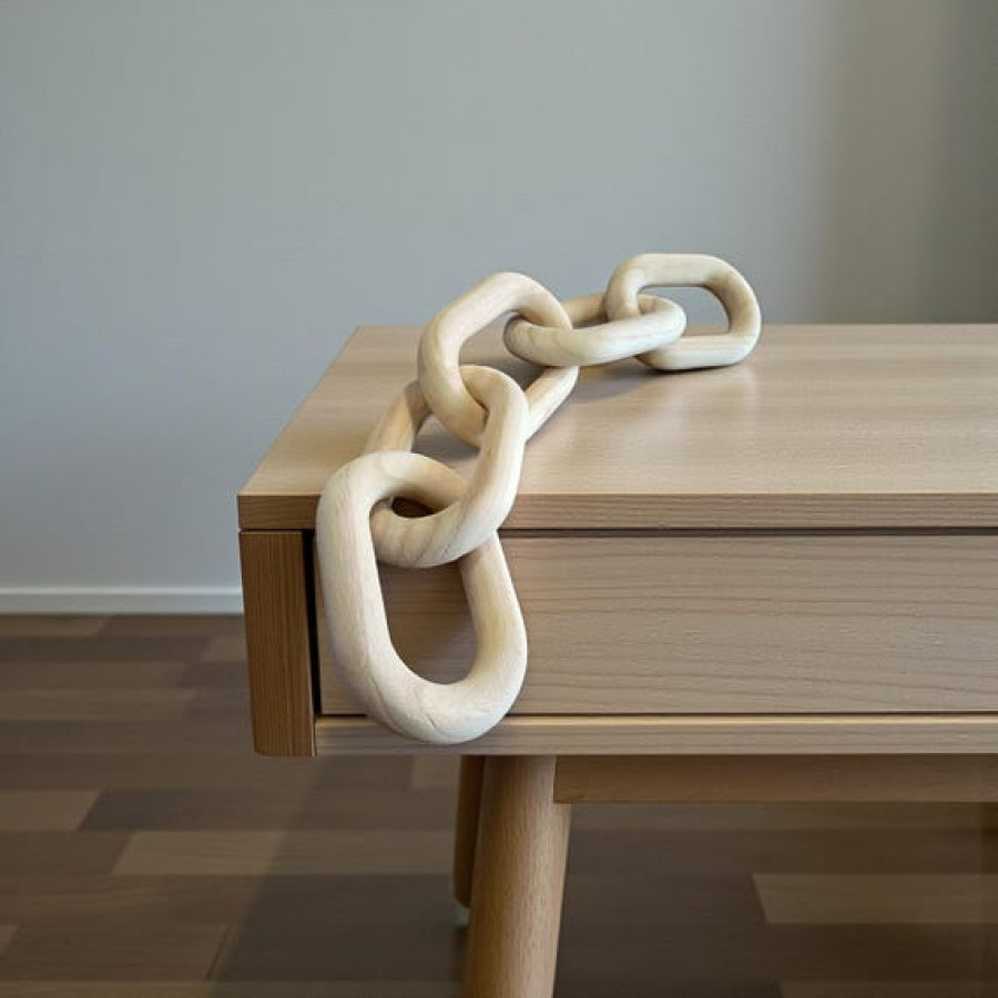 Rustic Wooden Link Chain Decor | Coffee Table Accent Piece | Farmhouse Wood Chain | Living Room Art | 8