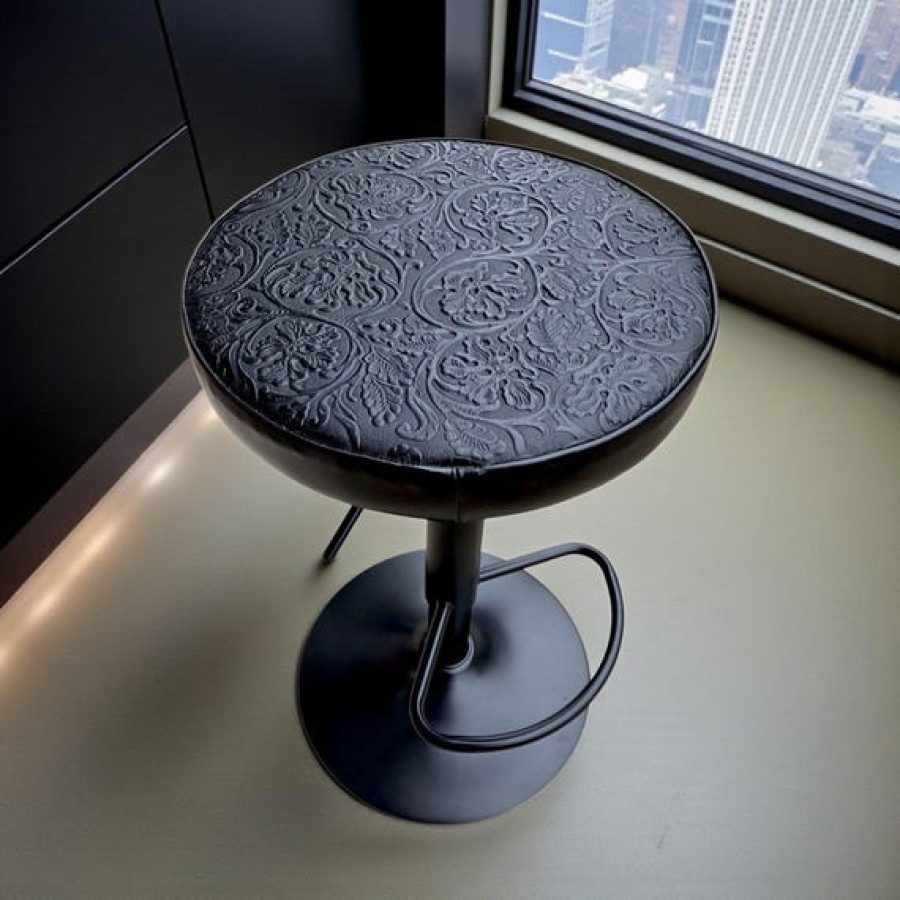 Tooled Leather Replacement Stool Seats | For Bar or Countertop 1