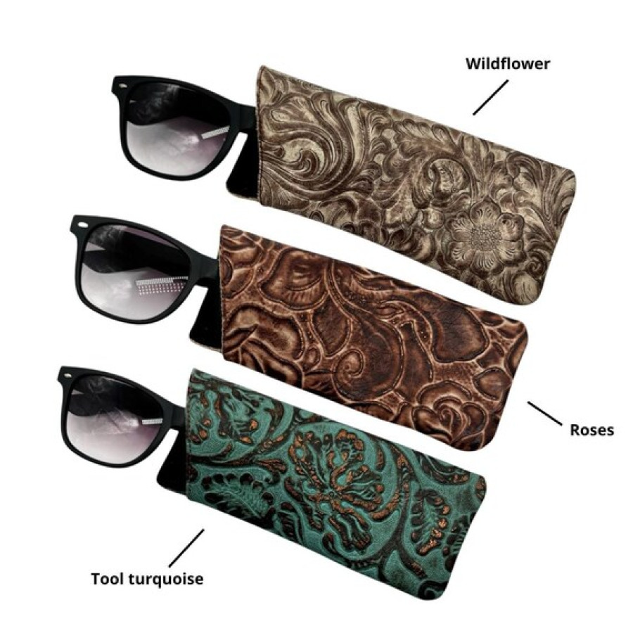 Wildflower Brown Embossed Leather Sunglasses Sleeve made using genuine leather 9