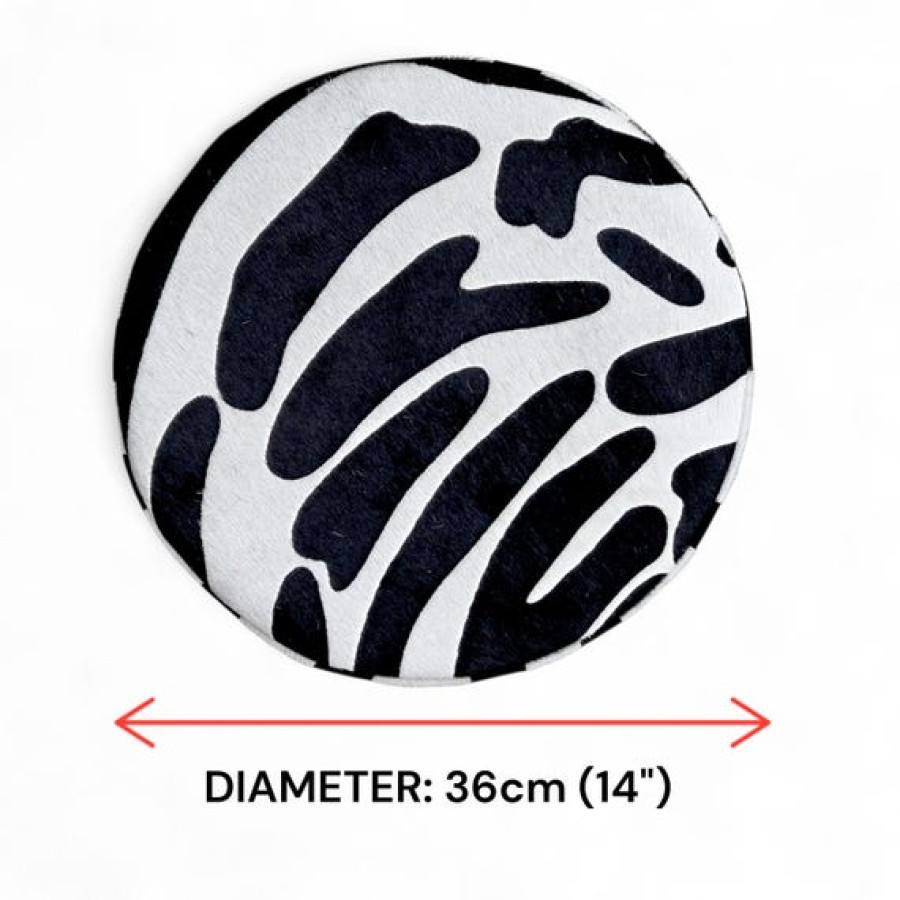 Zebra Style Replacement stool seats | Genuine Cowhide 14" Diameter for Barstools 3