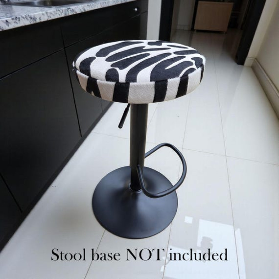 Zebra Style Replacement stool seats | Genuine Cowhide 14" Diameter for Barstools 4