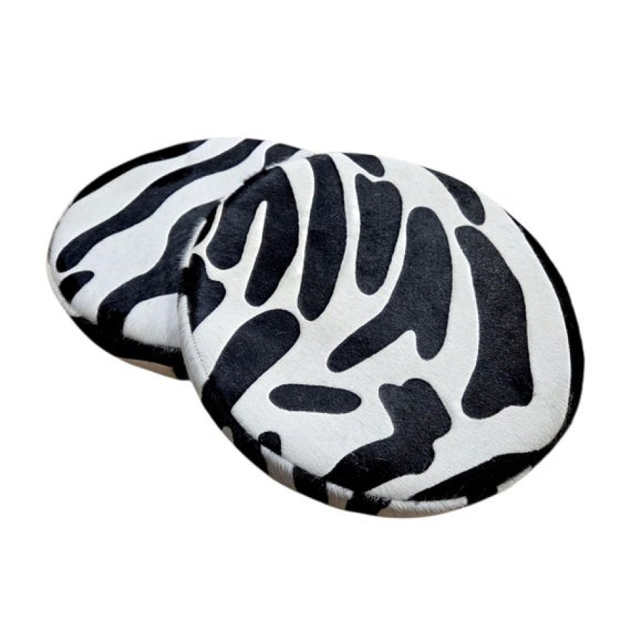 Zebra Style Replacement stool seats | Genuine Cowhide 14" Diameter for Barstools 7