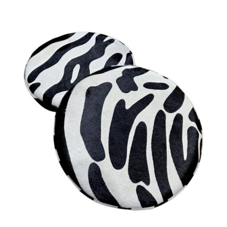 Zebra Style Replacement stool seats | Genuine Cowhide 14" Diameter for Barstools 8