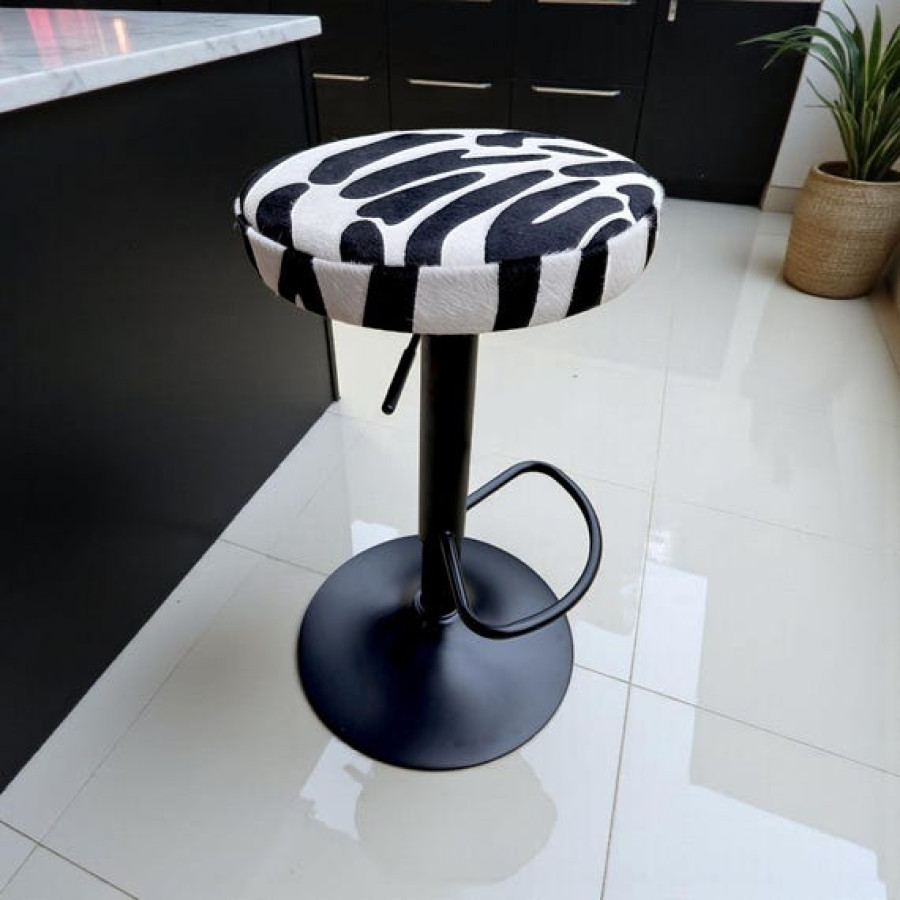 Zebra Style Replacement stool seats | Genuine Cowhide 14" Diameter for Barstools 9