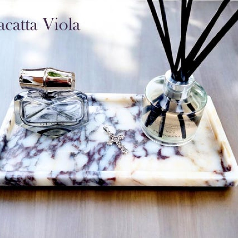 Natural Marble Decorative Rectangular Tray | Calacatta Viola Marble 1