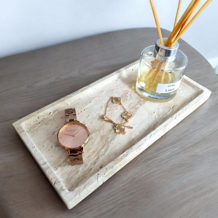 Natural Marble Decorative Rectangular Tray | Calacatta Viola Marble 8