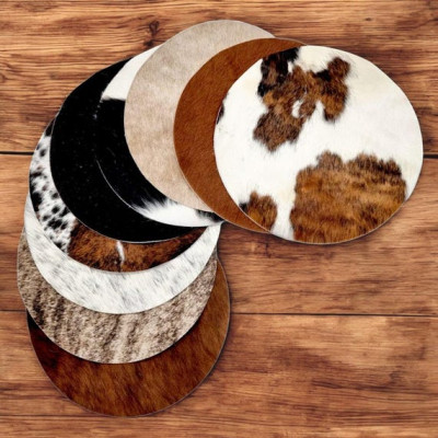 Di-cut round cowhide circles 32cm diameter - Can be used as Cowhide Placemats