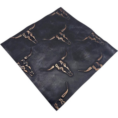 Black & copper embossed leather | Featuring Texas Longhorn Design
