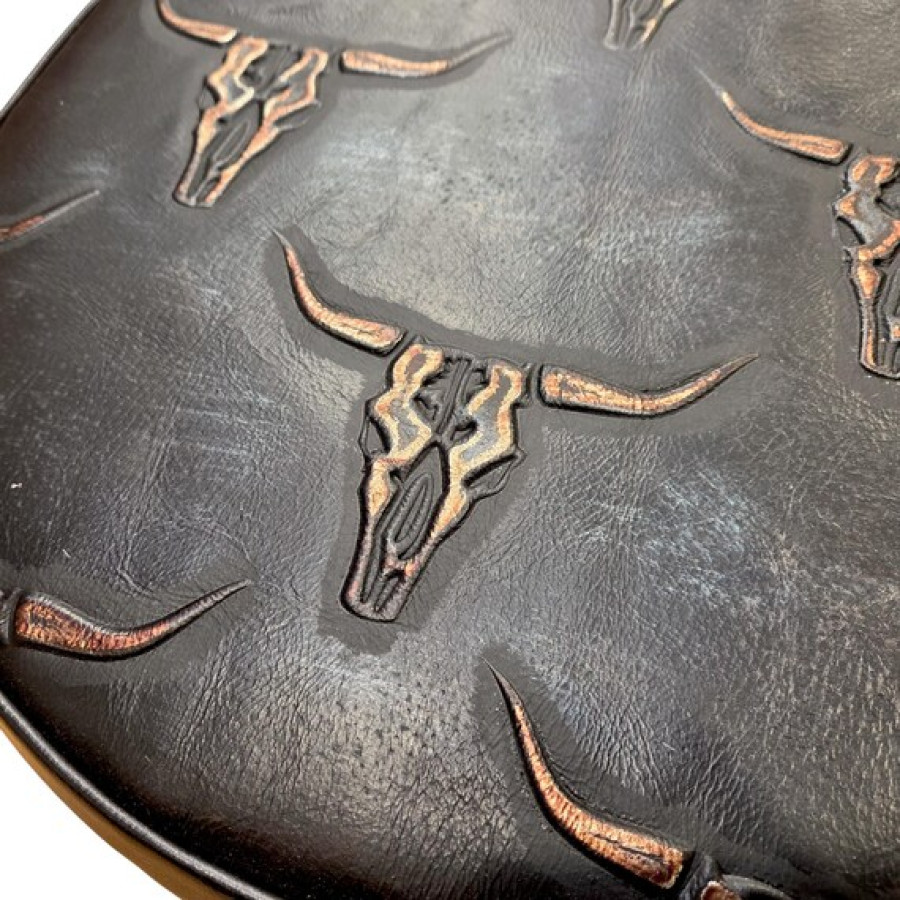 Longhorn Embossed Leather Replacement Stool Seats | For Bar or Countertop 4