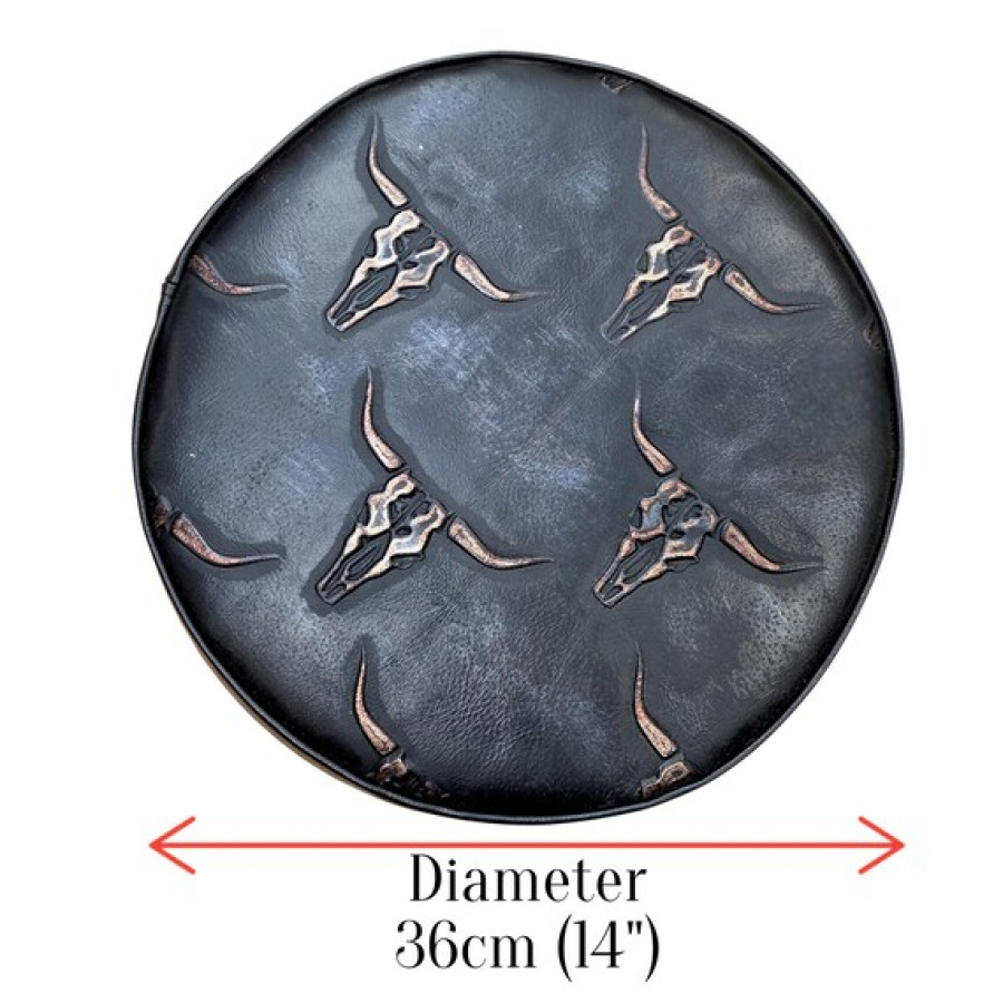 Longhorn Embossed Leather Replacement Stool Seats | For Bar or Countertop 5