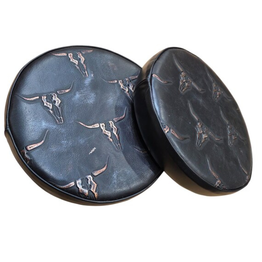 Longhorn Embossed Leather Replacement Stool Seats | For Bar or Countertop 6
