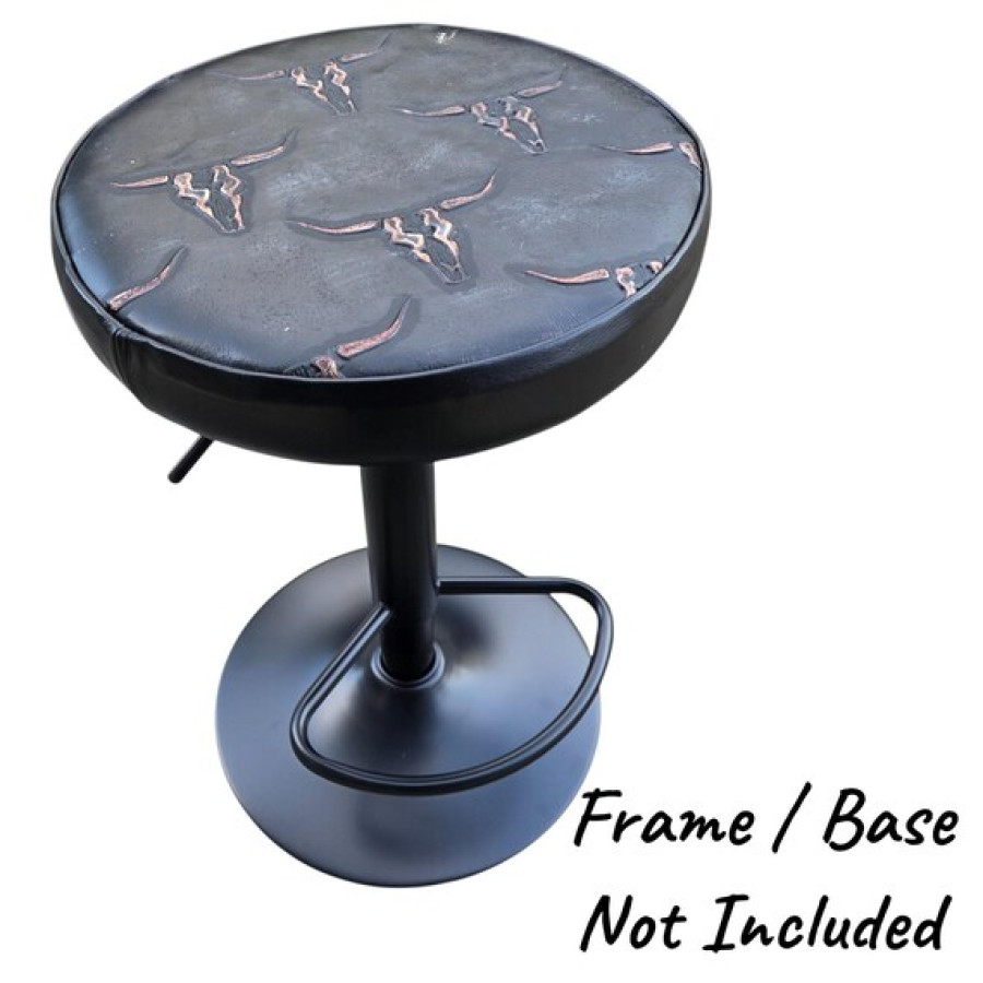 Longhorn Embossed Leather Replacement Stool Seats | For Bar or Countertop 7