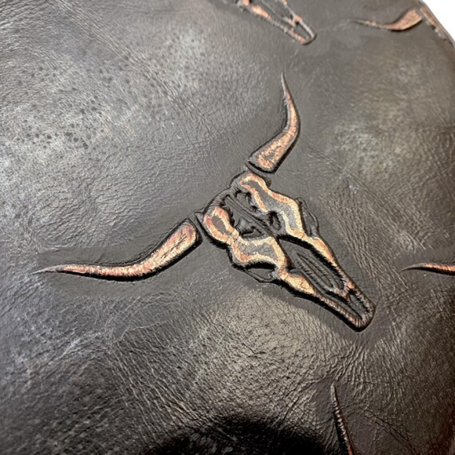 Longhorn Embossed Leather Replacement Stool Seats | For Bar or Countertop 8