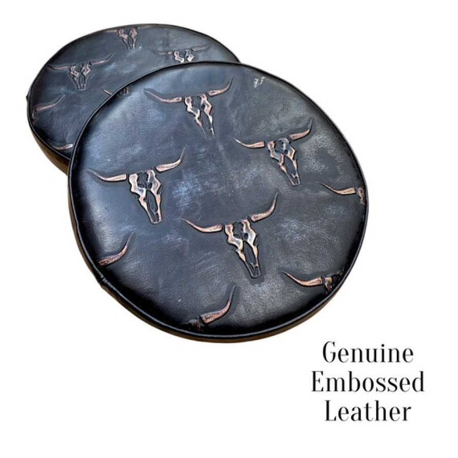 Longhorn Embossed Leather Replacement Stool Seats | For Bar or Countertop 10