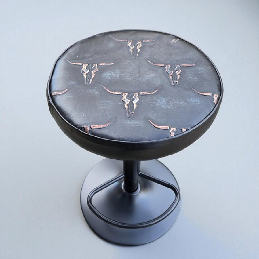 Longhorn Embossed Leather Replacement Stool Seats | For Bar or Countertop 12