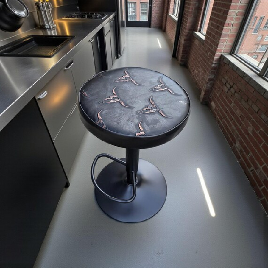 Longhorn Embossed Leather Replacement Stool Seats | For Bar or Countertop 13